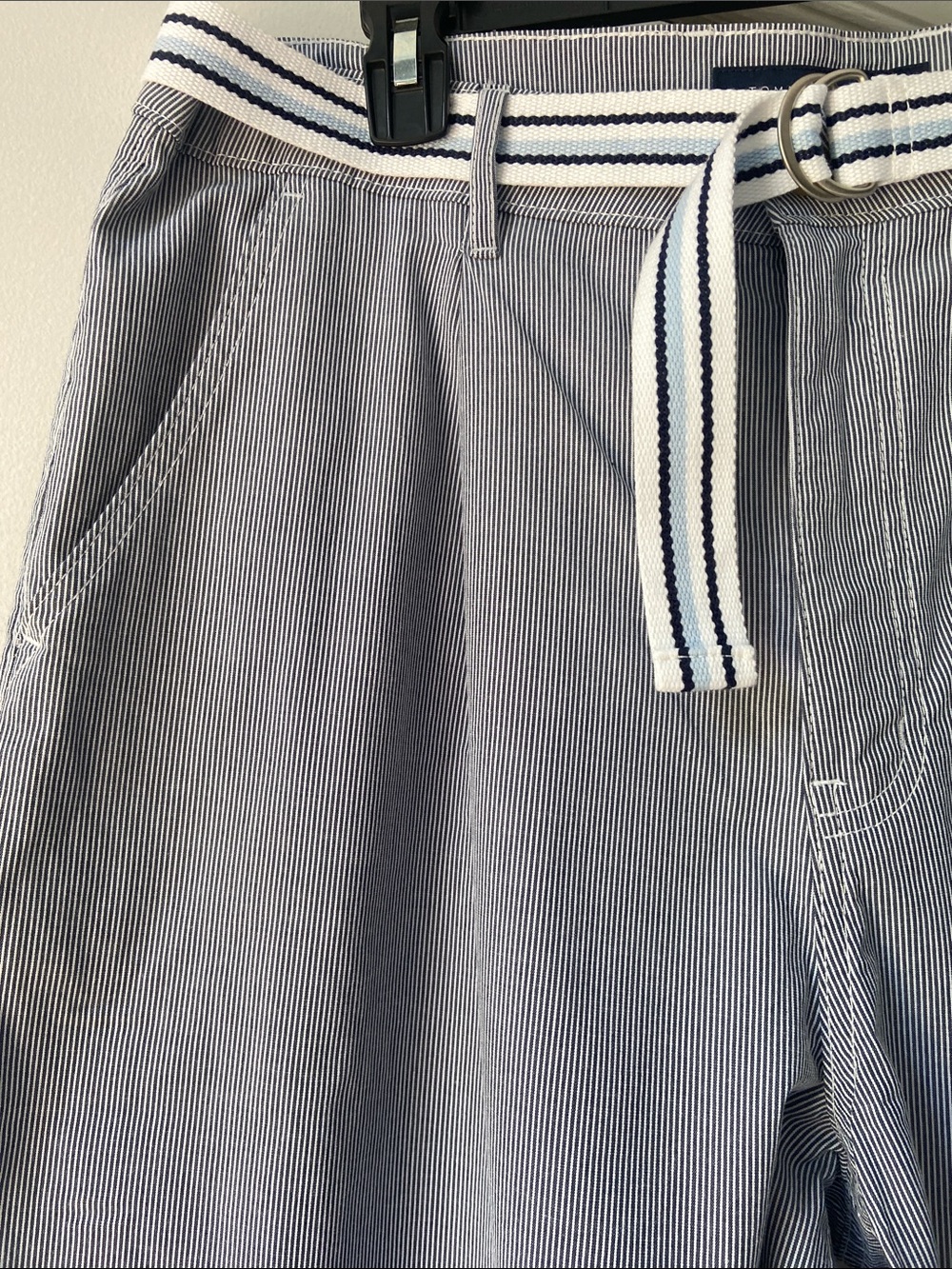 Tommy Hilfiged Light  Striped Wide-Leg Chinos with  Web Belt
